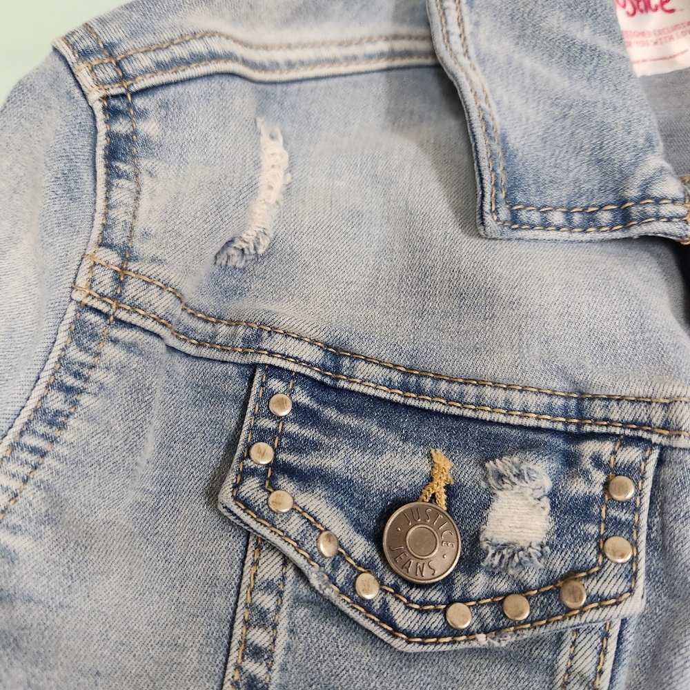 Justice Kids Light Blue Denim Jacket - Picture 3 of 4
